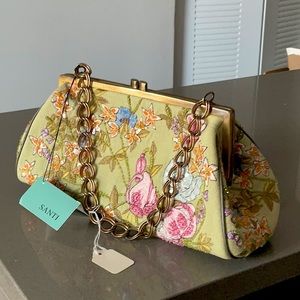 Green, beaded Santi luxury purse/handbag